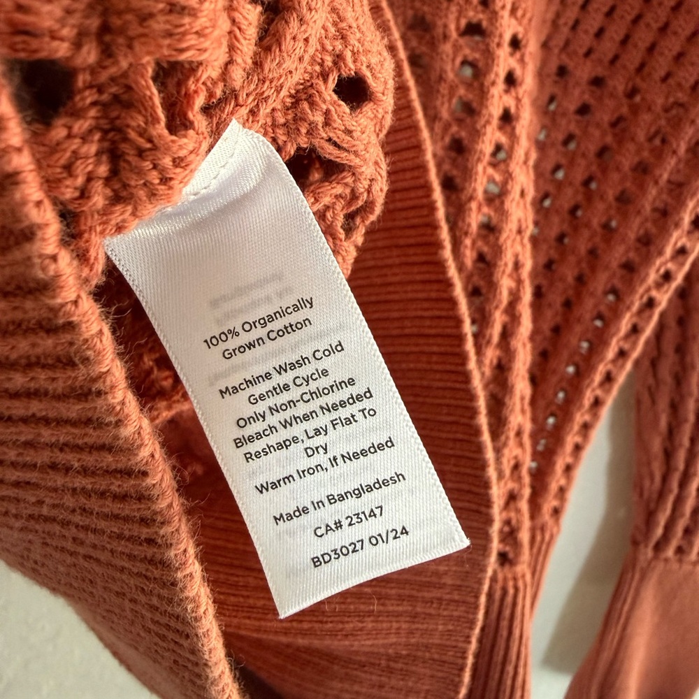Haven Well Within Pointelle Boxy Knit Sweater Organic Cotton Size Medium - Picture 11 of 11